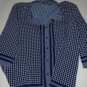Vintage Alison Daley Blue Pattern Dress Shirt